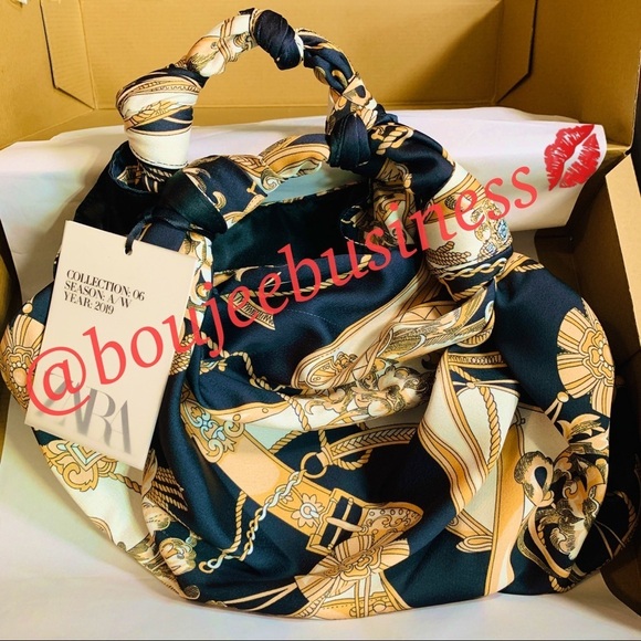 ZARA Chain Print Scarf Bucket Bag - Picture 7 of 8